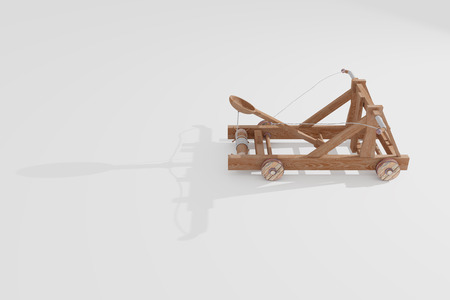 3d rendering of an old wood catapult