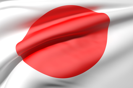 3d rendering of a japanese flagの写真素材