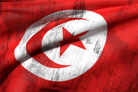 3d rendering of an old and dirty Tunisia flagの写真素材