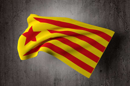3d rendering of a catalonia flag on a dirty backgroundの写真素材
