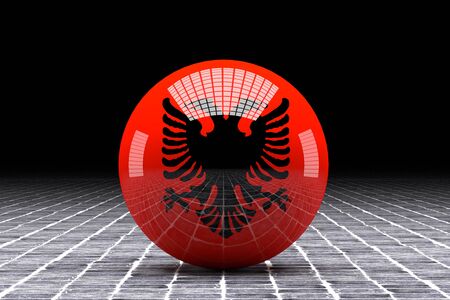 Illustration of an Albania flag on a sphereの写真素材