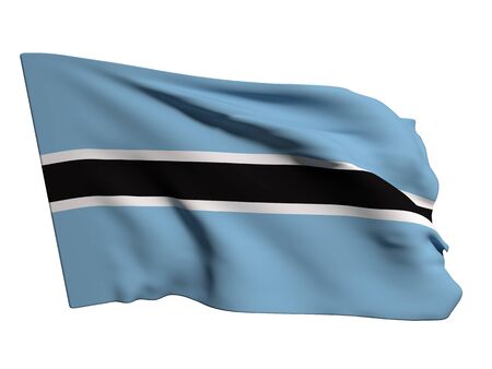 3d rendering of a botswana flag on a white backgroundの写真素材