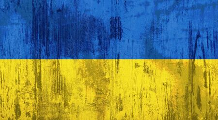 Illustration of an old and dirty Ukraine flagの写真素材