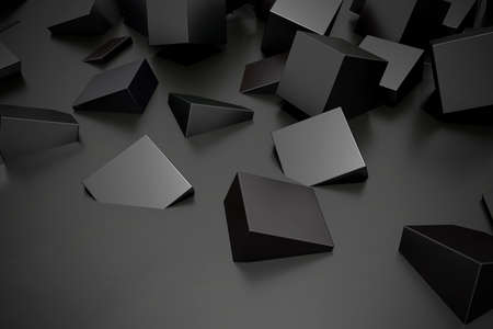3d rendering of some black cubes buried in the floorの写真素材