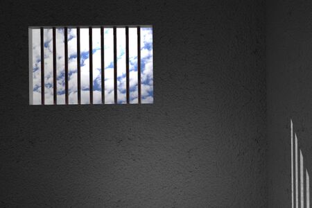 3d rendering of an old jail windowの写真素材