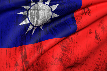 3d rendering of an old and dirty Taiwan flagの写真素材