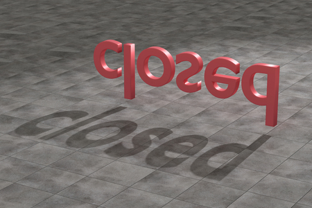 3d rendering of the word closed and shadowの写真素材