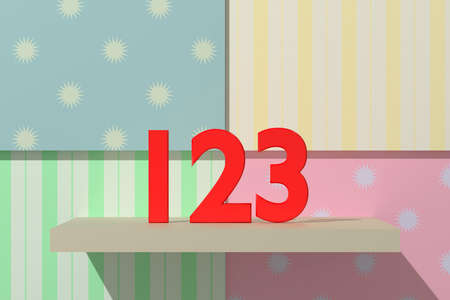 3d rendering of a 123 numbers on a colored backgroundの写真素材