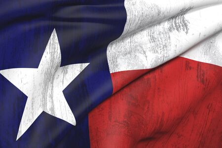 3d rendering of an old and dirty Texas flagの写真素材