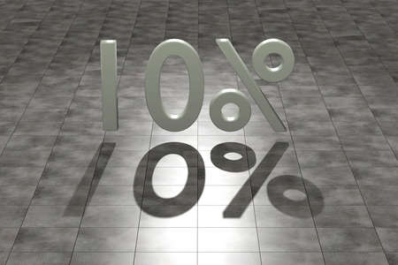 3d rendering of 10% discount and shadow