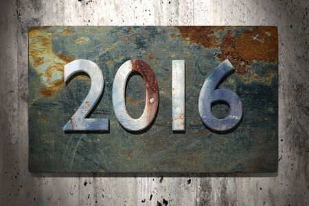 3d rendering of old and rusty 2016 charactersの写真素材