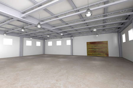 3d rendering of a modern empty warehouse