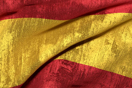 3d rendering of an old and dirty Spain flagの写真素材