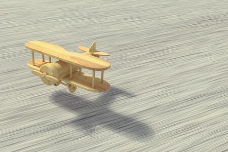 3d rendering of flying handmade airplane on backgroundの写真素材