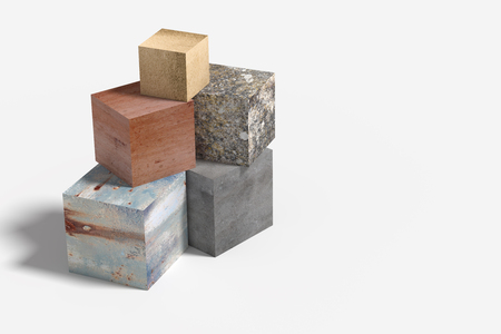 3d rendering of some cubes made of different material. Illustration