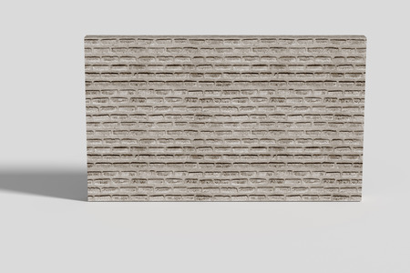 3d rendering of a brick wall in the middle of white room. Illustration