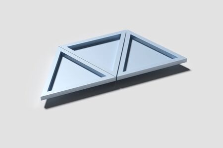 3d rendering of three triangles casting shadow on white surface.
