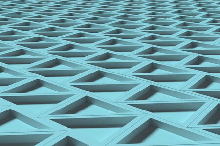 3d rendering of blue triangles arranged in lines.