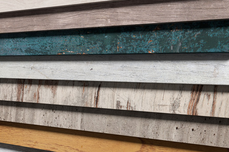 3d rendering of textured stripes of different materialの写真素材