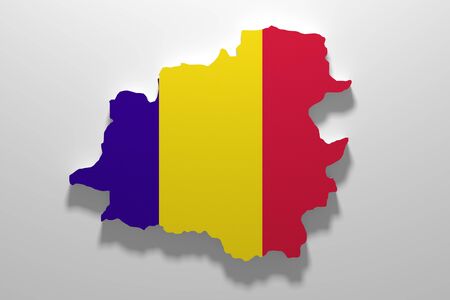 3d rendering of Andorra map and flag on white background.の写真素材