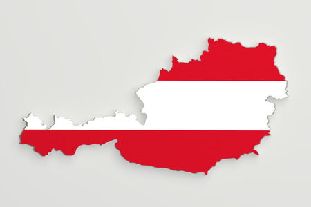 3d rendering of Austria map and flag on white background.の写真素材