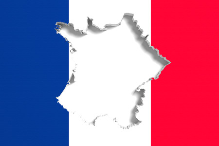 3d rendering of France map and flag on background.の写真素材