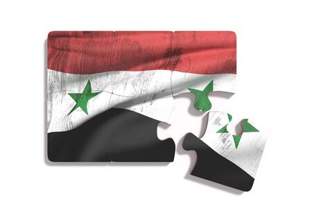 3d rendering puzzle pieces of Syria flag against of white background.Isolatedの写真素材