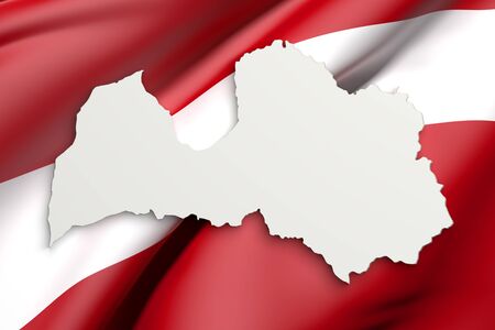 3d rendering of Latvia map and flag on background.の写真素材