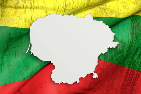 3d rendering of Lithuania map and flag on background.の写真素材