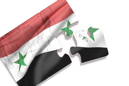 3d rendering puzzle pieces of Syria flag against of white background.Isolatedの写真素材
