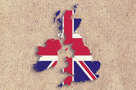 3d rendering on England map contour on textured backgroundの写真素材