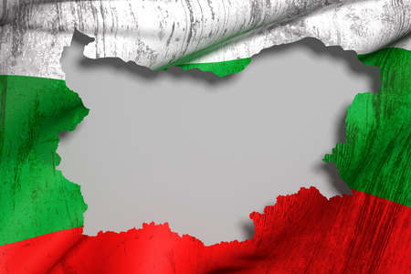 3d rendering of Bulgaria map and flag on background.の写真素材