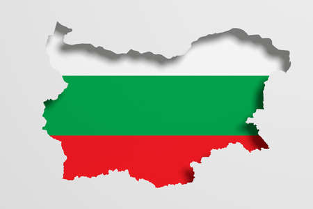 3d rendering of Bulgaria map and flag on white background.の写真素材
