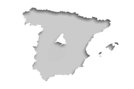 3d rendering of contour of Spanish map and its capital - Madrid on white background.Isolated.の写真素材