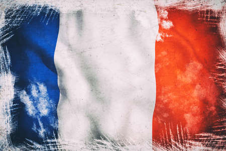 3d rendering of an old and dirty france flagの写真素材