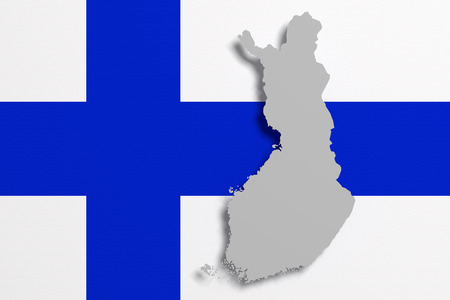 3d rendering of Finland map and flag on background.の写真素材