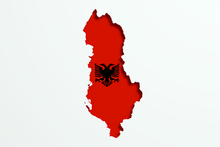 3d rendering of Albania map and flag on white background.の写真素材