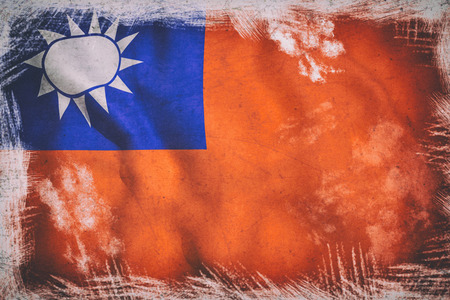 3d rendering of an old Taiwan flagの写真素材