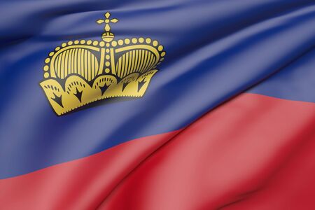 3d rendering of Liechtenstein flag wavingの写真素材
