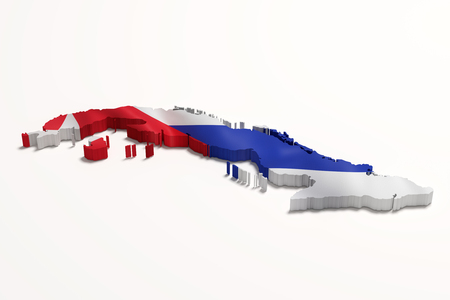 3d rendering of a Cuba map and flagの写真素材