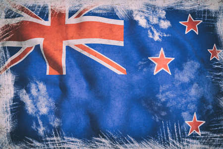 3d rendering of a New Zealand flag wavingの写真素材