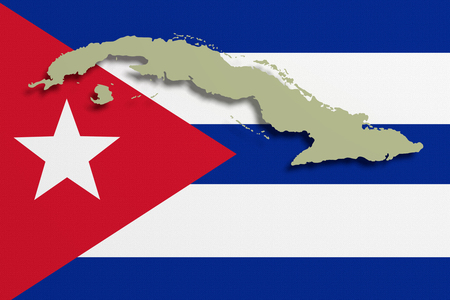 3d rendering of a Cuba map and flagの写真素材