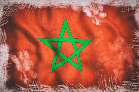 3d rendering of a Morocco flag wavingの写真素材