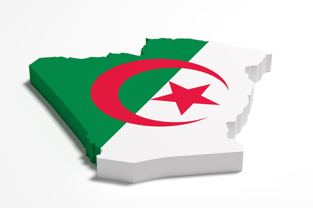 3d rendering of Algeria map and flag.の写真素材