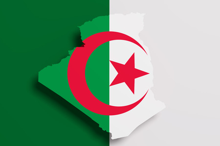 3d rendering of Algeria map and flag.の写真素材