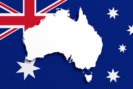 3d rendering of an Australia map and flagの写真素材