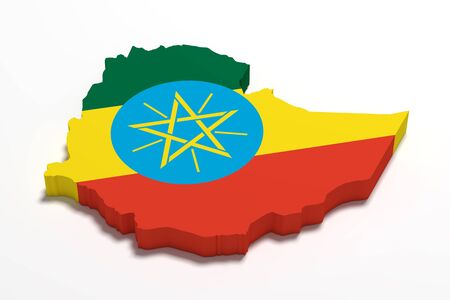 3d rendering of Ethiopia map and flag.の写真素材