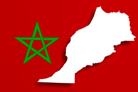 3d rendering of Morocco map and flag.の写真素材