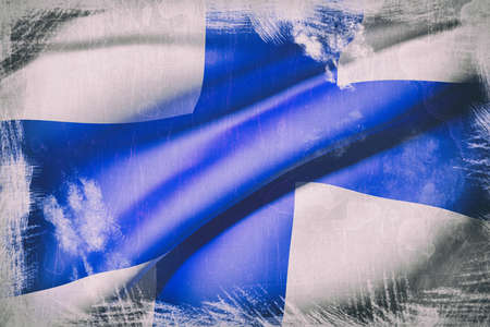 3d rendering of a Finland flag wavingの写真素材