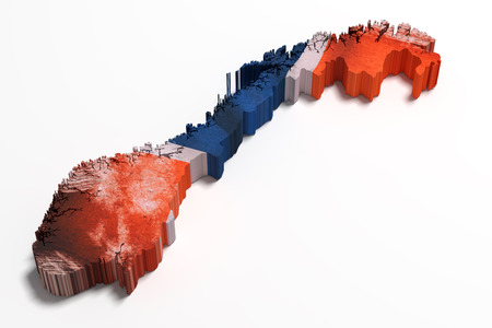 3d rendering of Norway map and flag on background.の写真素材